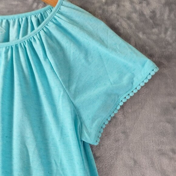 St Johns Bay Womens Blue Keyhole Peasant Top M Casual Lightweight Everyday - Picture 5 of 7